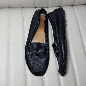 Black Coach Pebble leather loafers slip on flats classic moccasin size 9